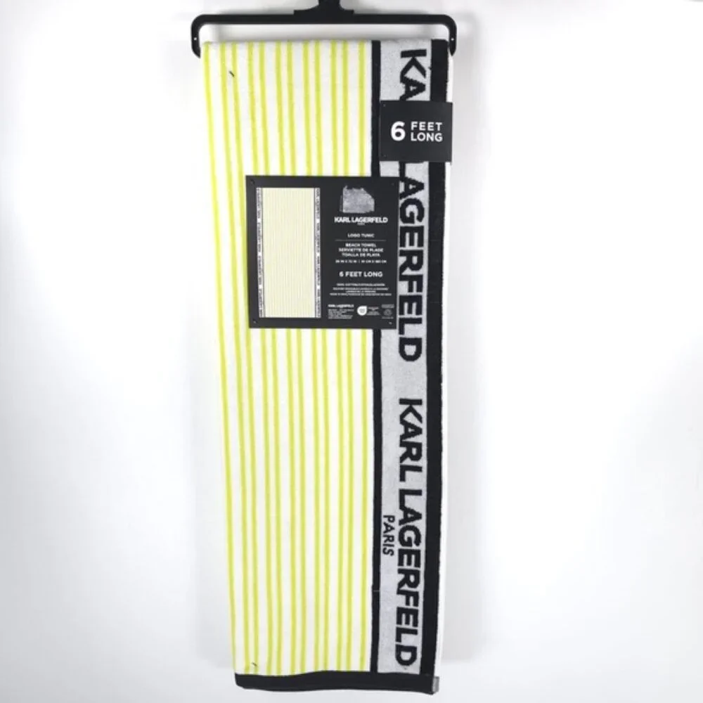 NWT KARL LAGERFELD LOGO TUNIC Beach Towel 36 in X 72 in 6 FEET LONG 100% Cotton‎